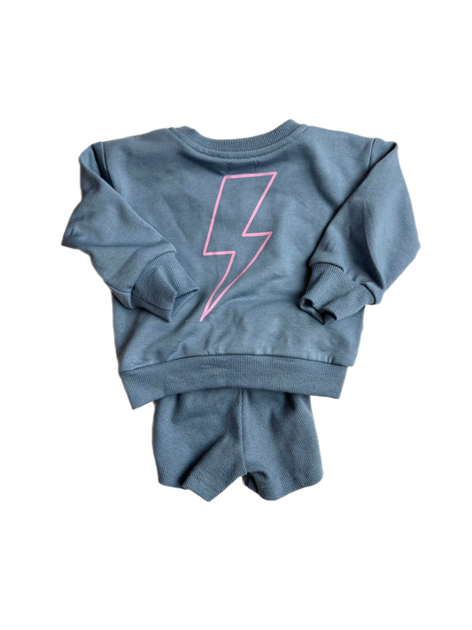 BLUE Lightning Bolt Sweatshirt Set