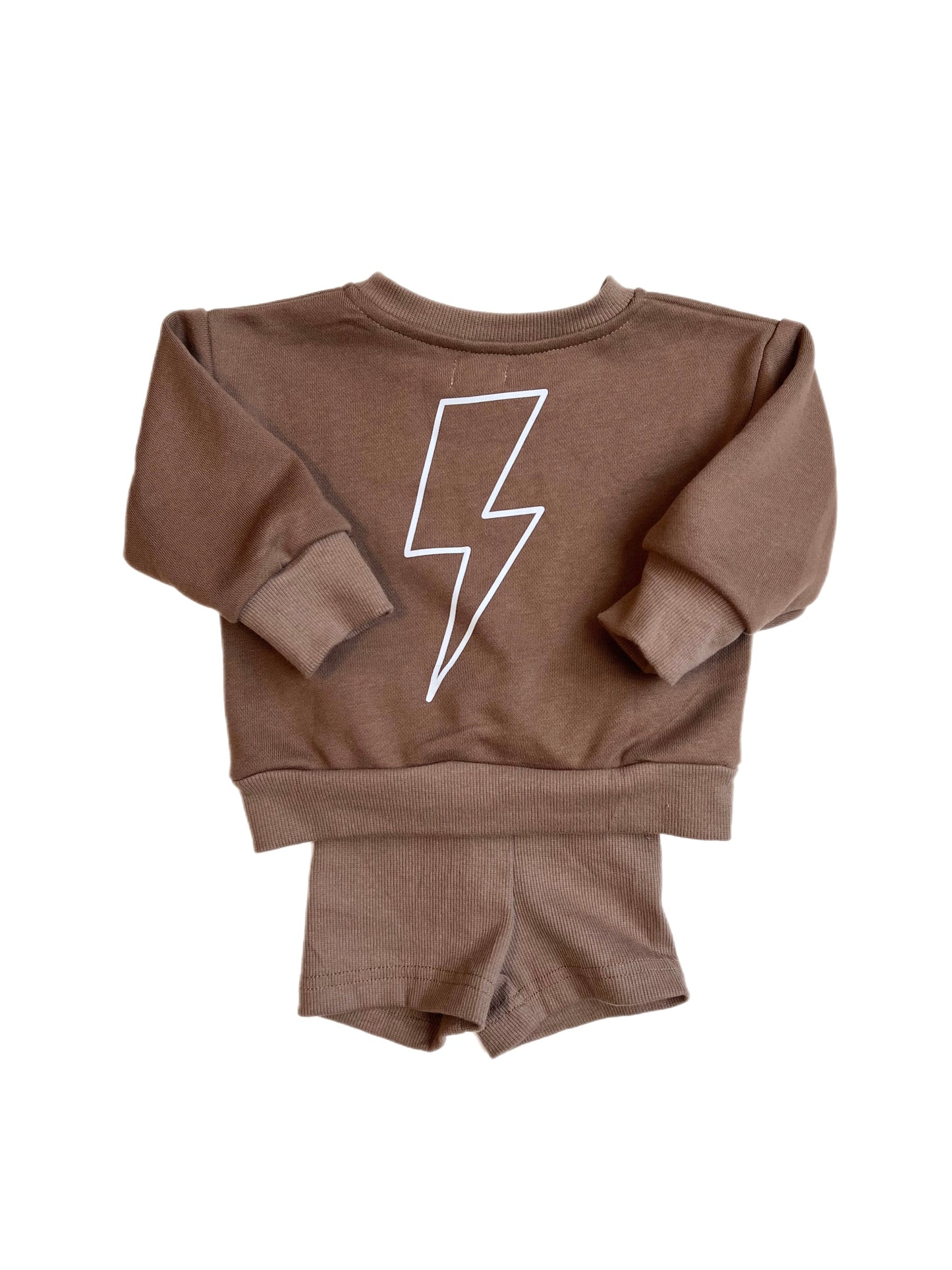 BROWN Lightning Bolt Sweatshirt Set