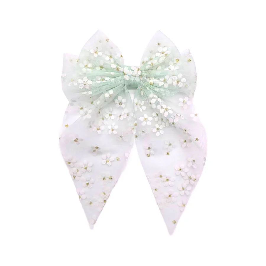 Mint Tulle Daisy Fable Bow