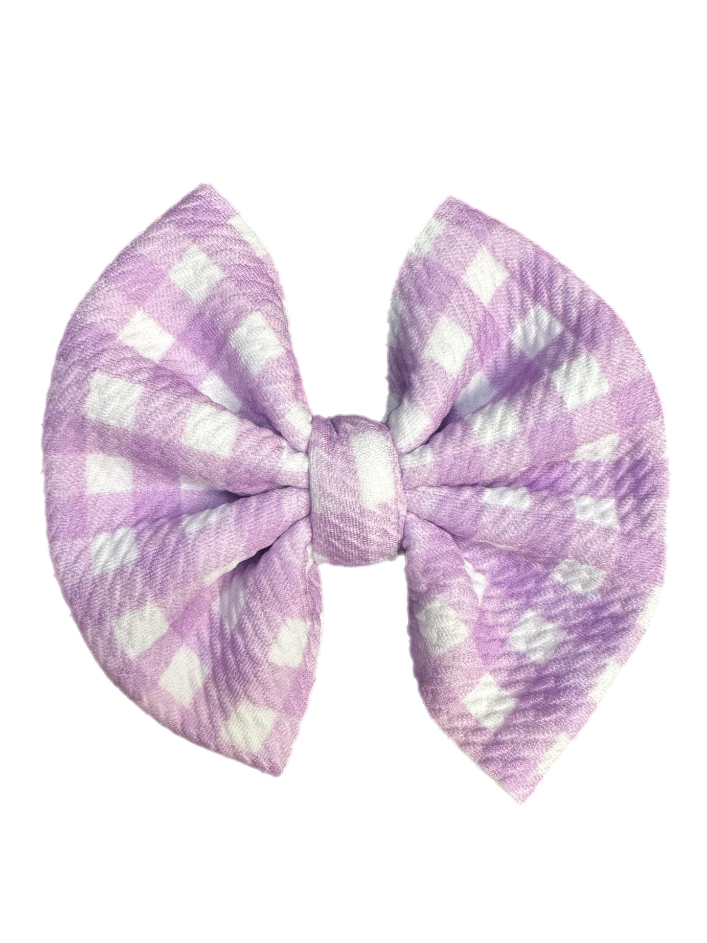 Purple Gingham Bow- Nylon or Clip