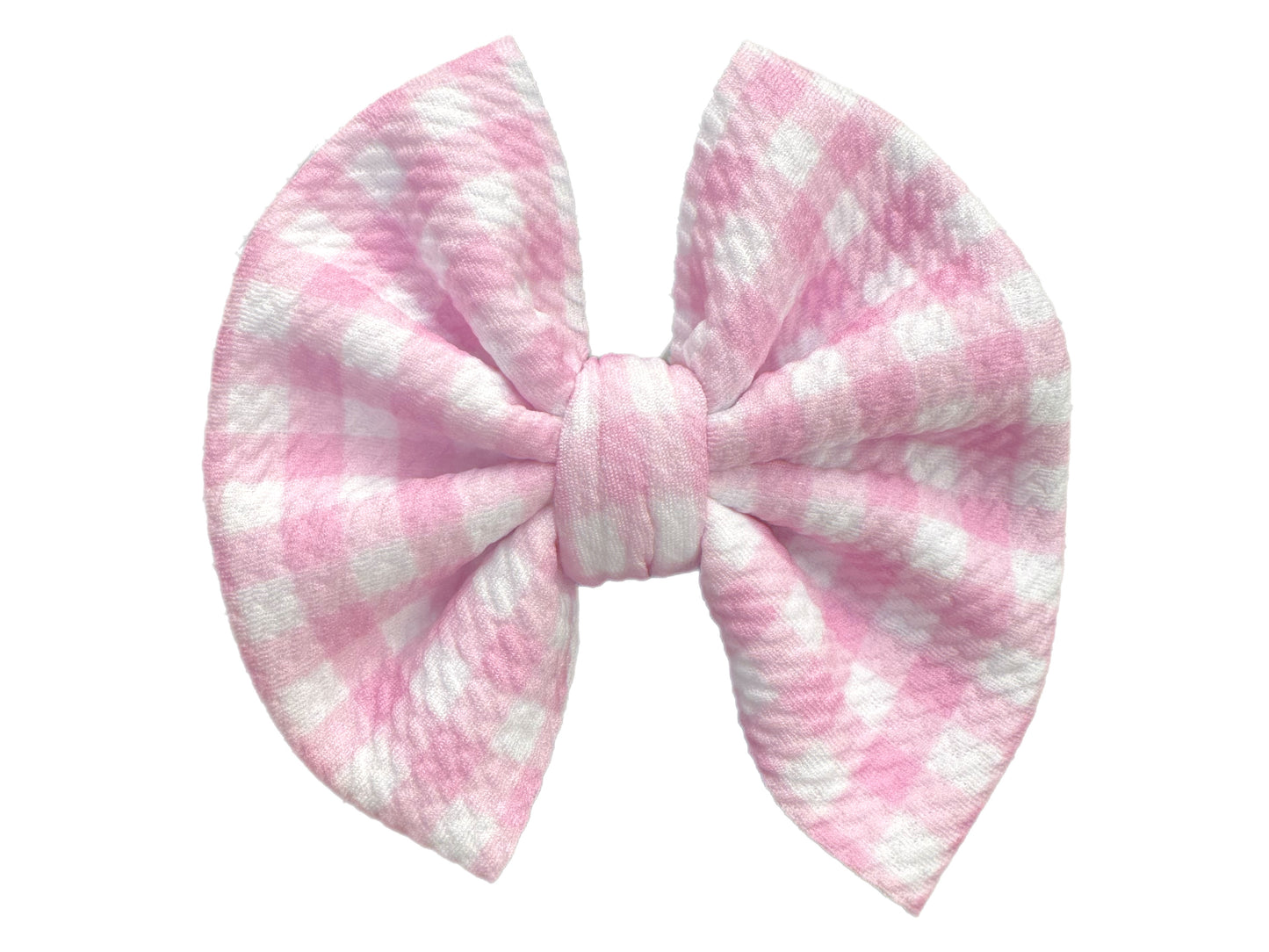 Pink Gingham Bow- Nylon or Clip