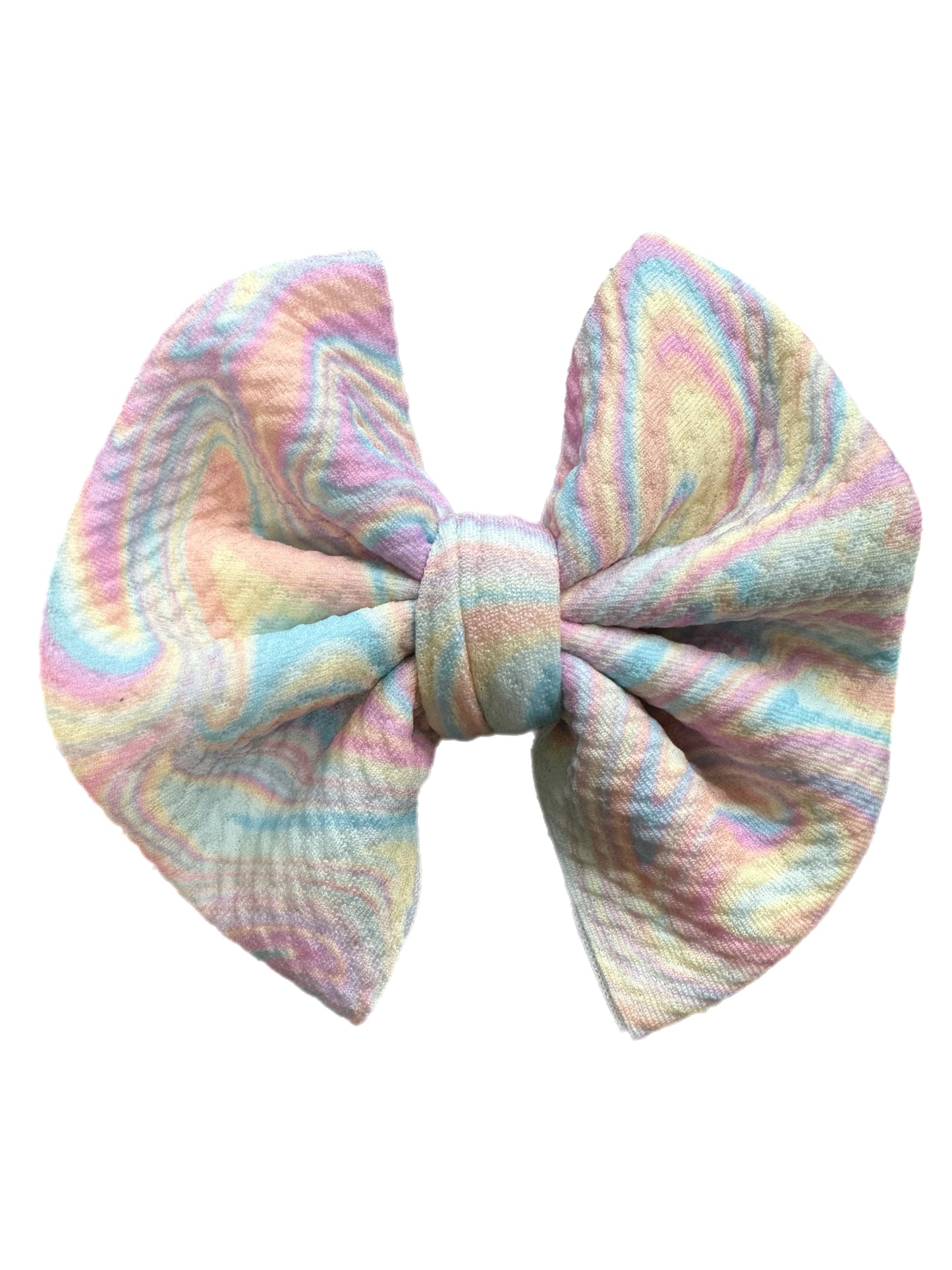 Rainbow Swirl Bow- Nylon or Clip