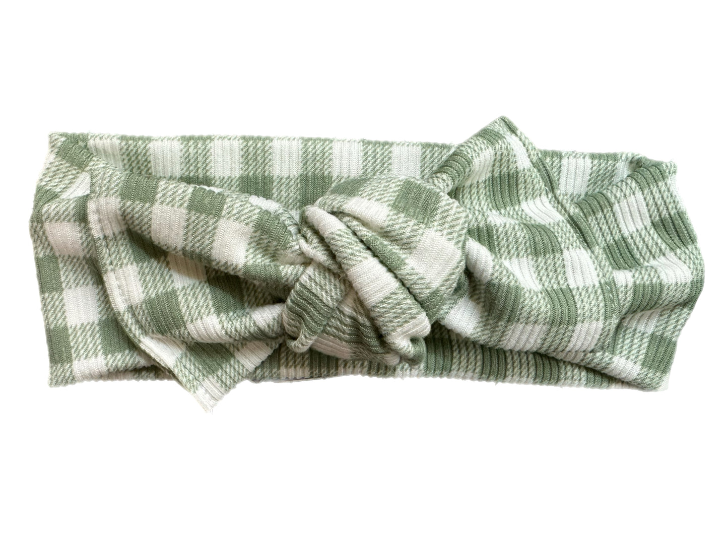 Green Gingham Topknot