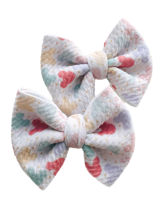 Rainbow Ears Bow- Nylon or Clip