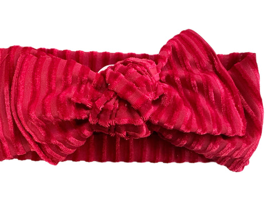 Red Ribbed Velvet Topknot