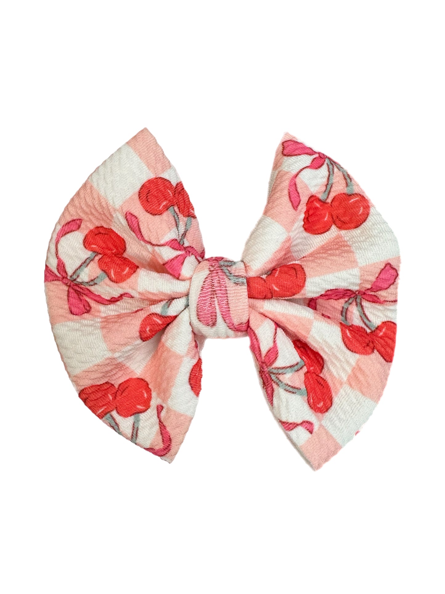 Cherry Check Bow - Nylon or Clip