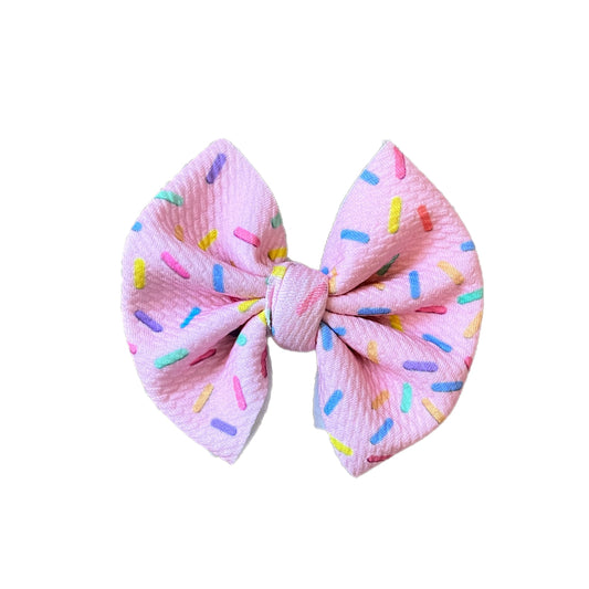 Pink Sprinkles Bow- Nylon or Clip