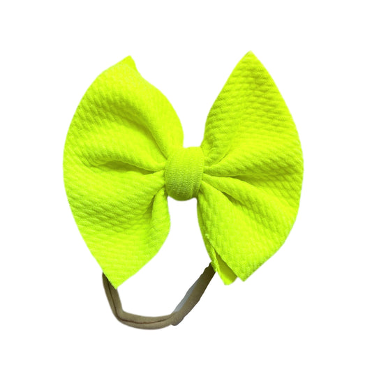 Neon Yellow Bow- Nylon or Clip