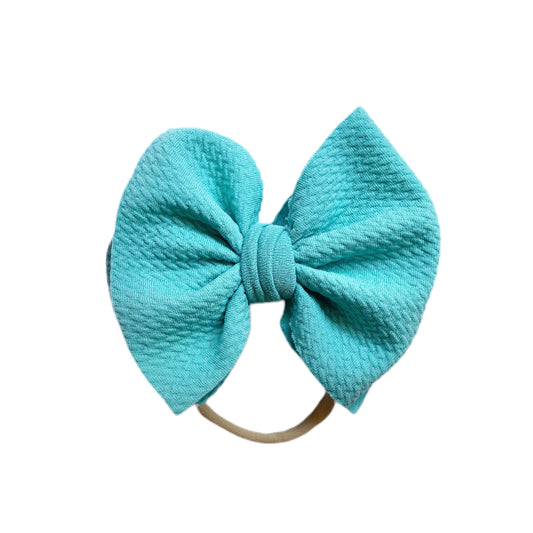 Turquoise Bow- Nylon or Clip