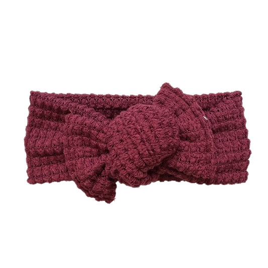 Wine Chunky Waffle Knit Topknot